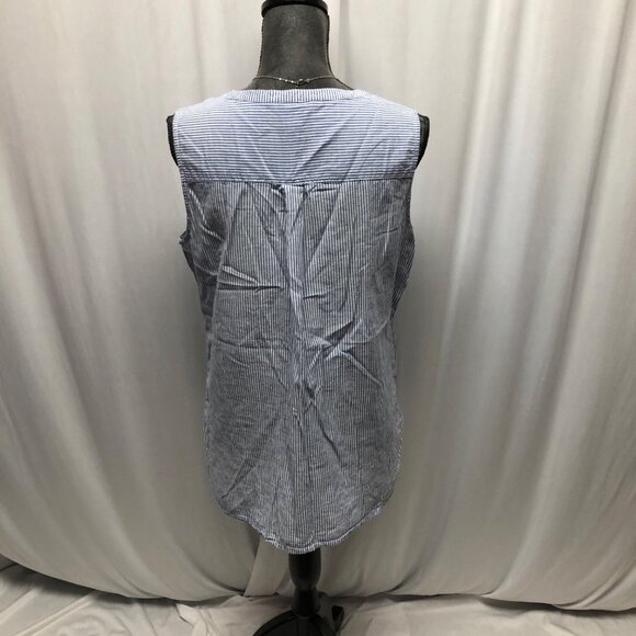 Croft and Barrow Sleeveless Top Womens Sz Large Blue White Striped Cotton Tunic - Picture 5 of 9